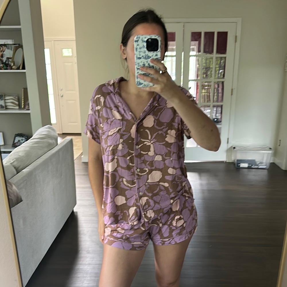 Stars Above Purple and Brown Floral Pajama Set